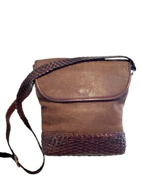 Vintage Leather Talbots Crossbody / Shoulder Basketweave Bag/Purse